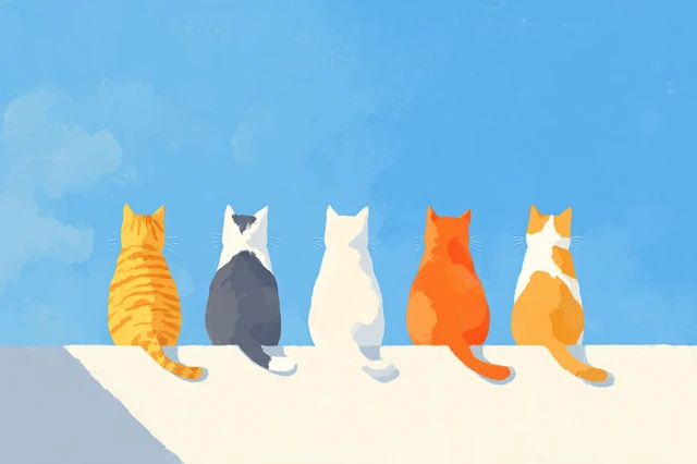 Cats on Wall Minimalist Illustration