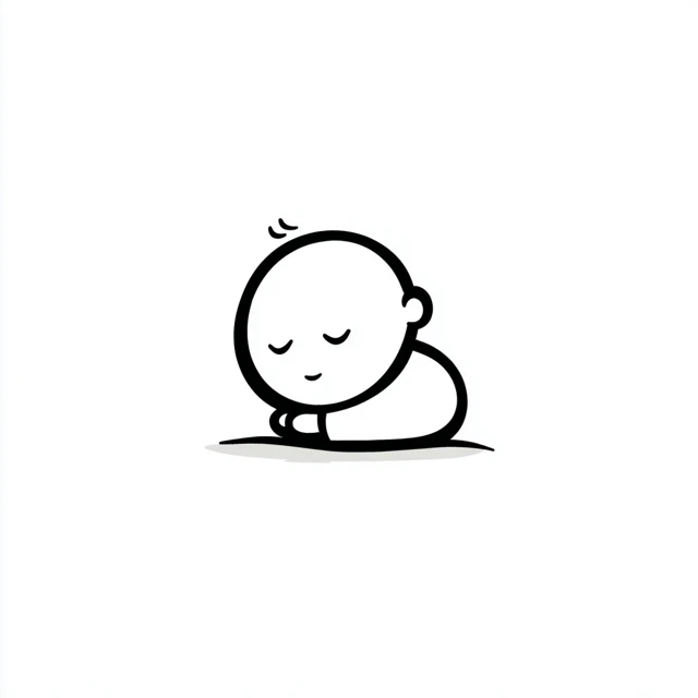 Sleeping Baby Simple Line Drawing Logo