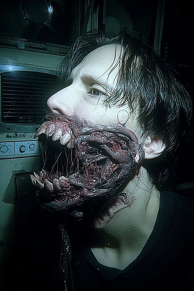 Scary Horror Portrait with Mouth Wound