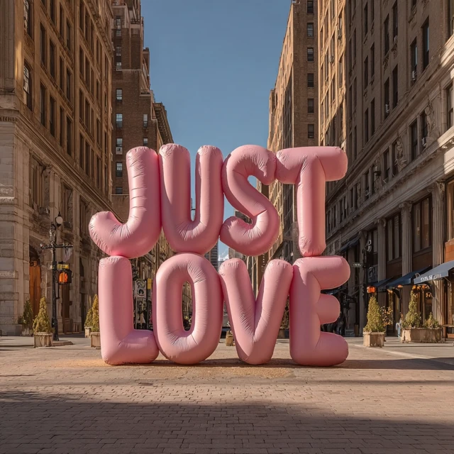 JUST LOVE Giant Inflatable Art in NYC Street