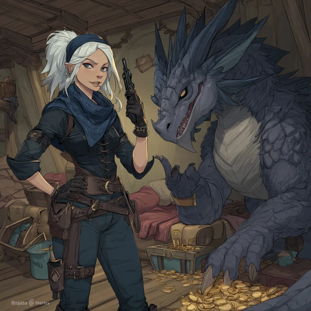 D D Fighter and Dragon Rogue Treasure Heist