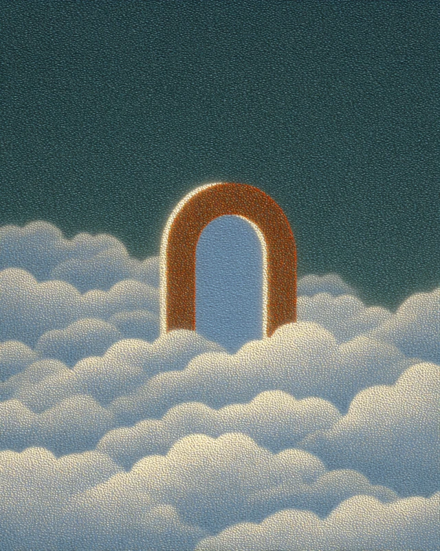 Surreal Arch Mirror in Clouds Golden Hour Art