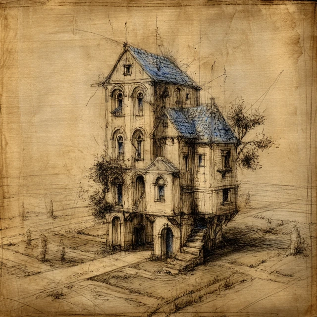 Fantasy Cottage Sketch Architectural Drawing