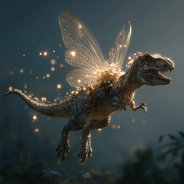 Flying T Rex Fairy Illustration