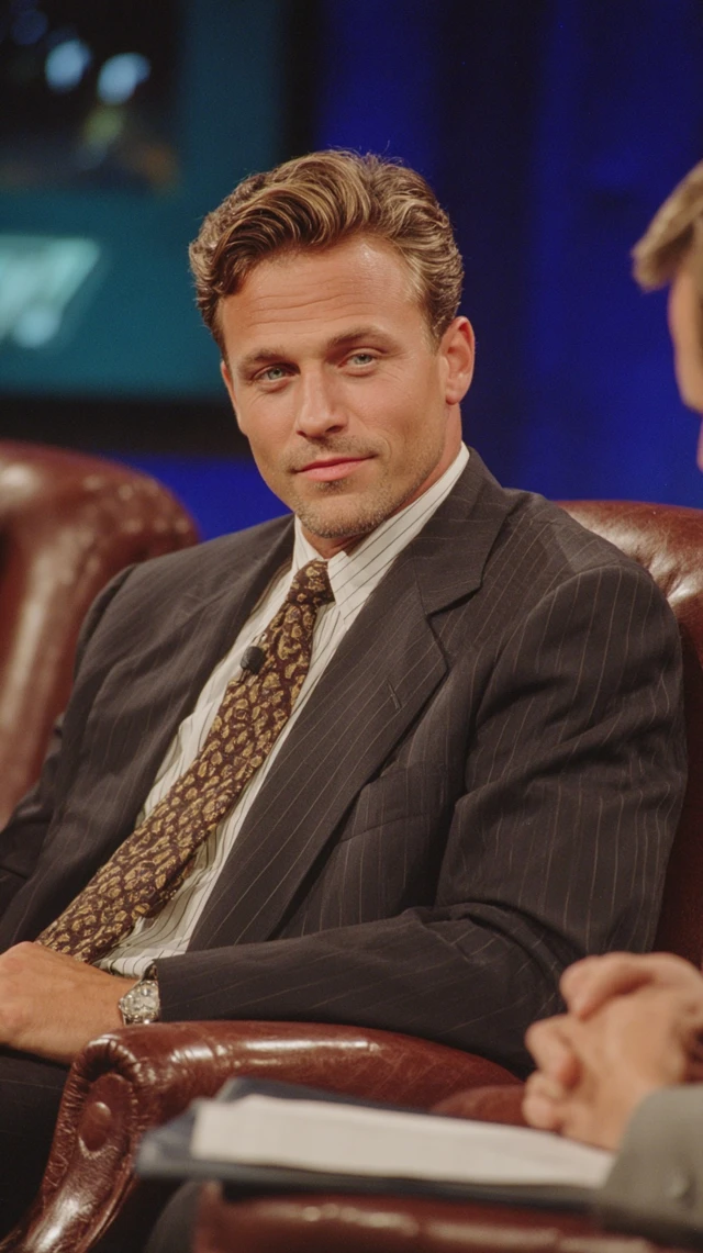 Man in Business Suit on TV Health Show Early 2000s