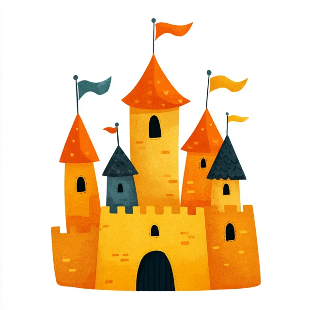 Cute Simple Castle Clipart Illustration