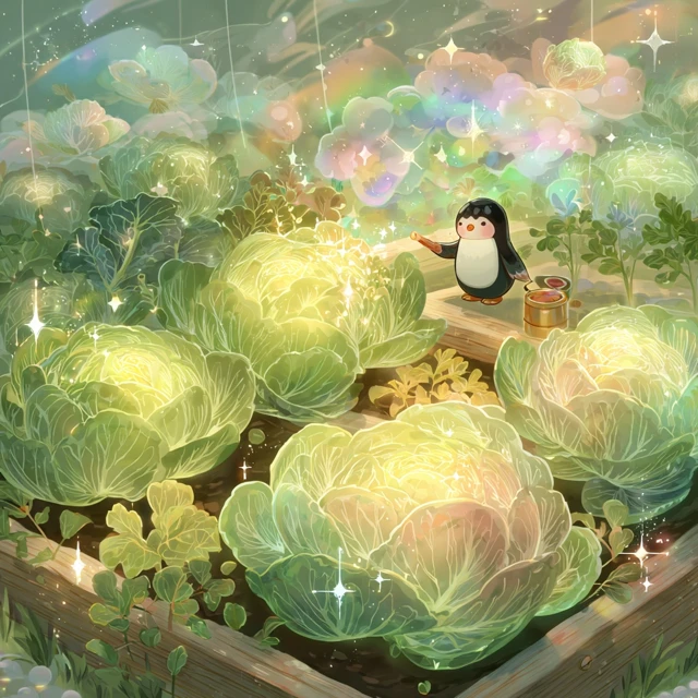 Magical Garden Penguin Illustration