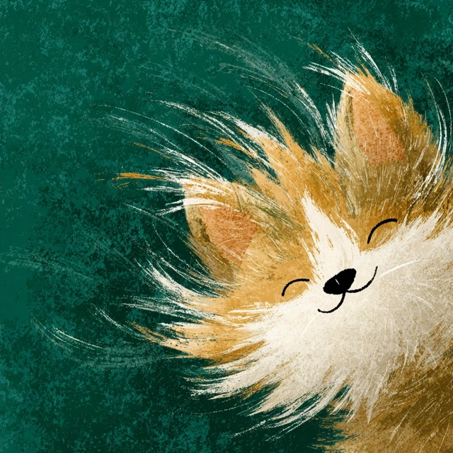 Cute Cartoon Cat Windy Hair Illustration