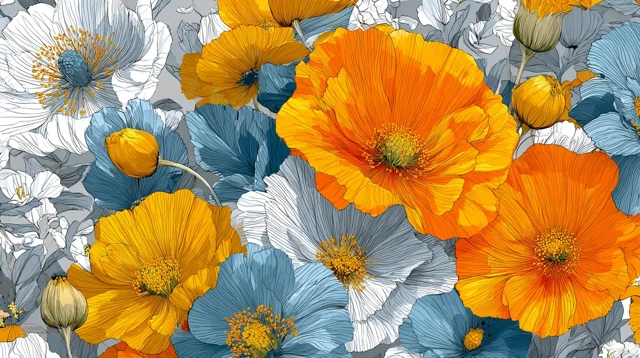 Vibrant Floral Pattern Art Deco Design