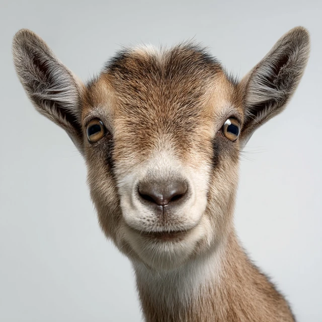 Cute Deer Head Facing Camera White Background