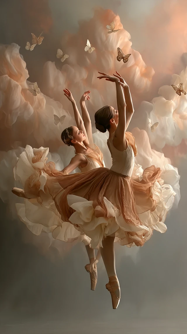 Dancing Actresses in Watercolor Sky