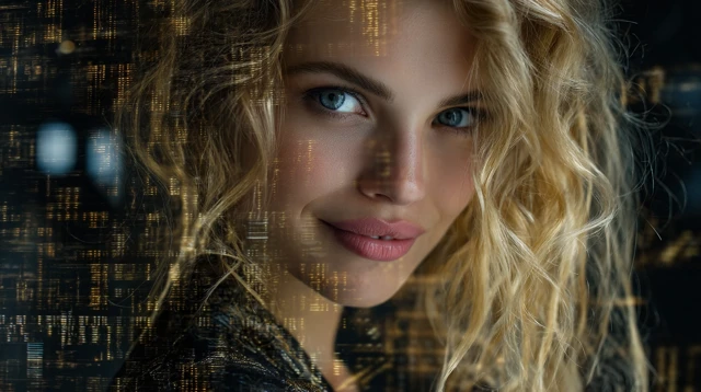 Cyberpunk Woman IT Engineer with Blue Eyes