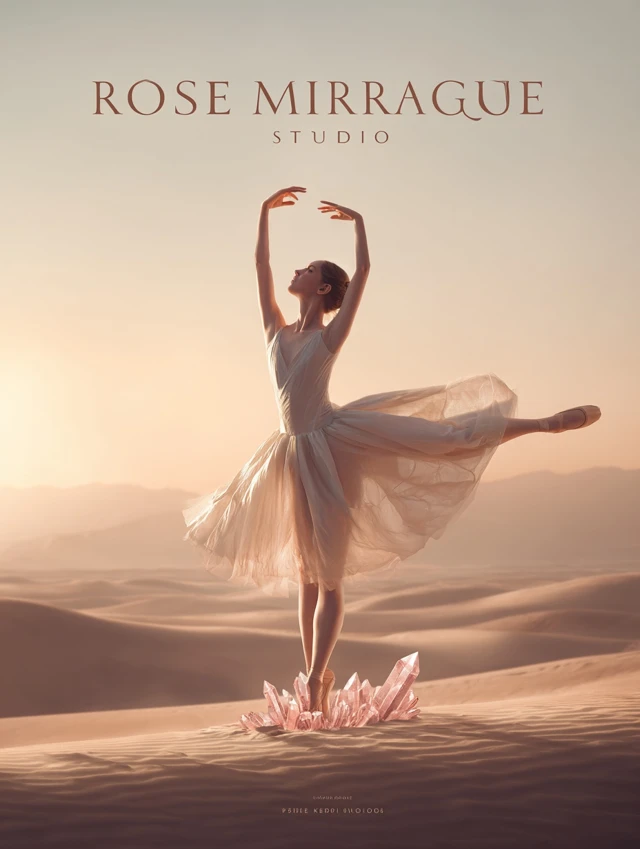 Rose Mirage Studio Ballerina on Dunes Poster