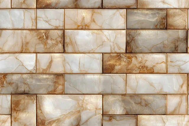 Marble Tile Texture Background Gold and White