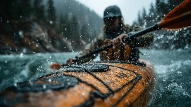 Kayaker in Wild River Gorge Adventure
