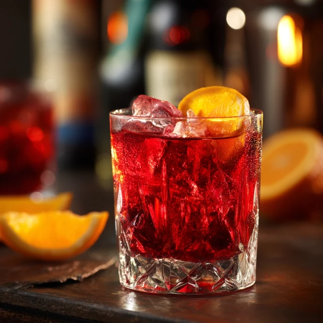 Delicious Cocktail Close Up with Orange Slice