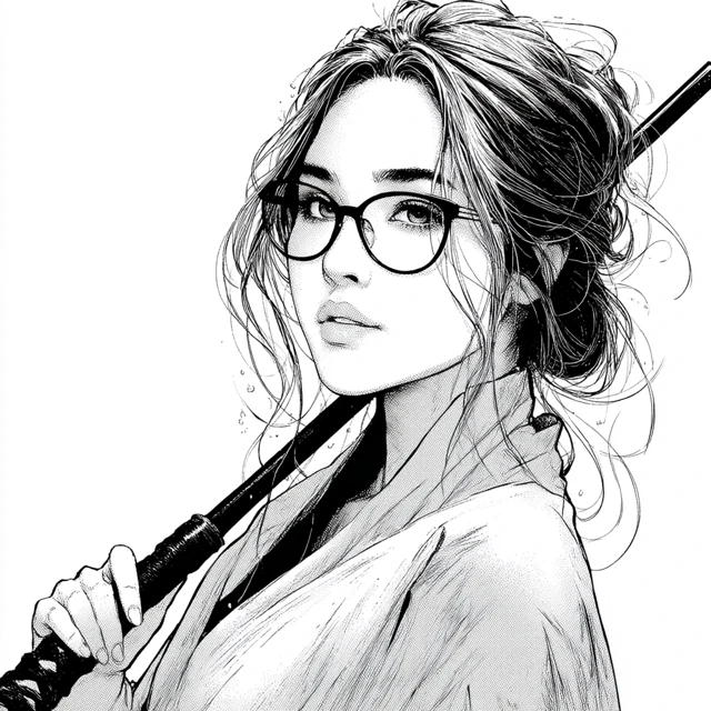 Woman with Umbrella Line Art