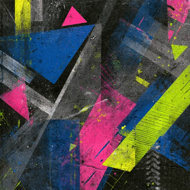 Abstract Geometric Neon Collage Art