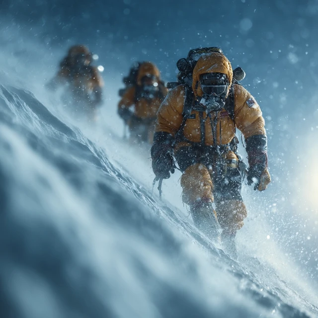 Everest Climbers Ascent with Oxygen
