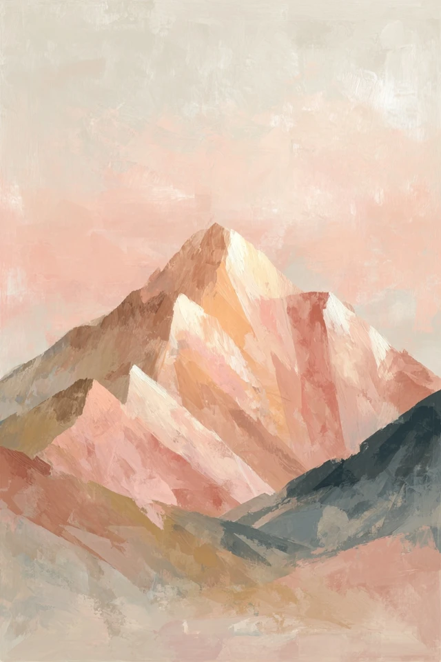 Boho Mountain Landscape Gouache Art