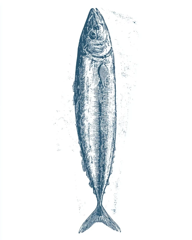 Vintage Mackerel Fish Illustration Retro Naturalist