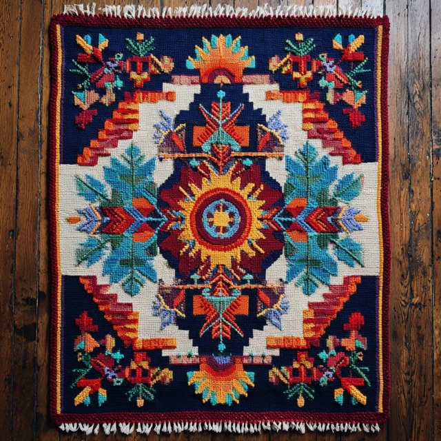 Crochet Tapestry Colorful Circle Pattern