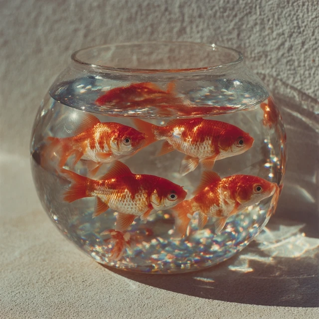 Goldfish in Bowl Sunlight Film Photography