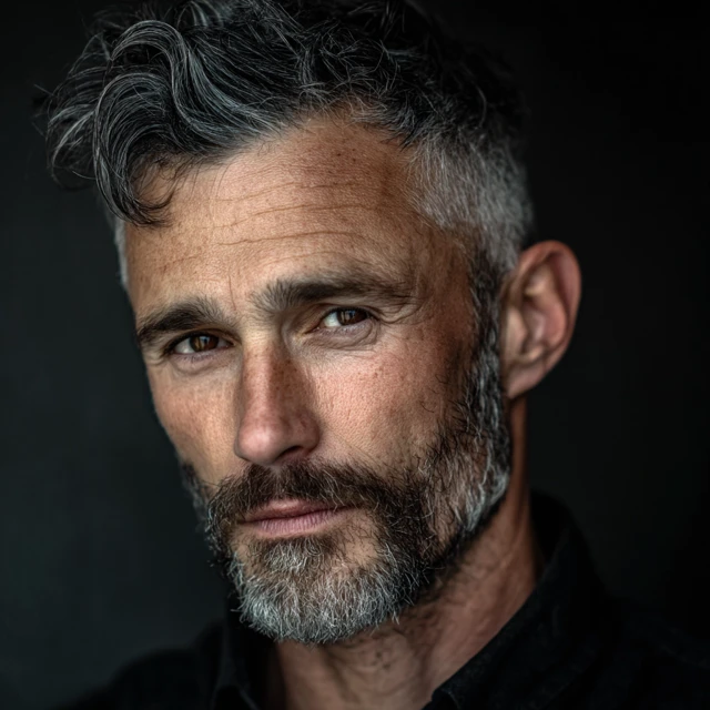 Portrait of a Mature Man with Gray Hair