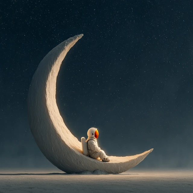 Astronaut on the Moon Galaxy Illustration