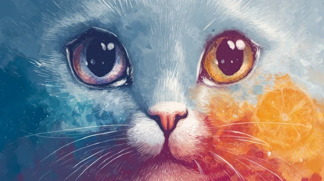 Cute Colorful Cat Art by Joey Moya
