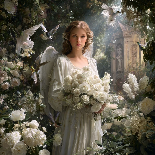 Angel in Enchanted Garden Cinematic Photography
