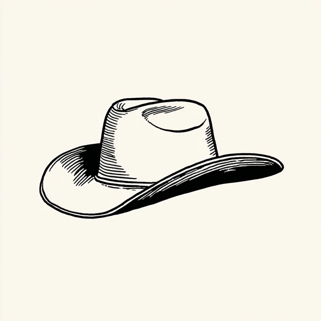Cowboy Hat Simple Line Art Illustration