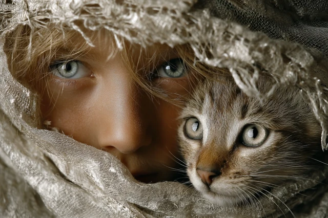 Boy and Cat Friendship Photography