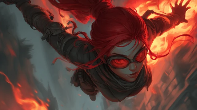 DND Character Portrait Fiery Acrobat Woman
