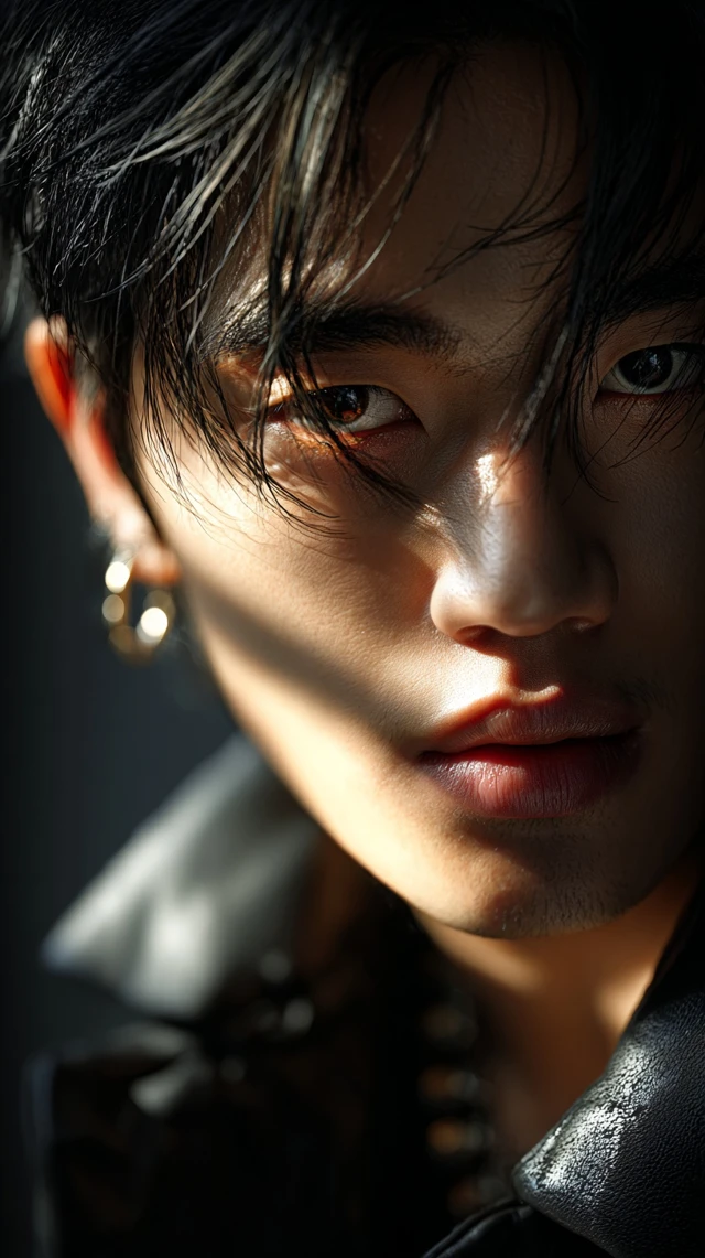 Handsome Korean Male Model Portrait Dramatic Lighting