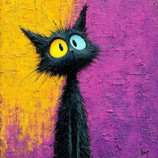 Kawaii Horror Kitten Impasto Art
