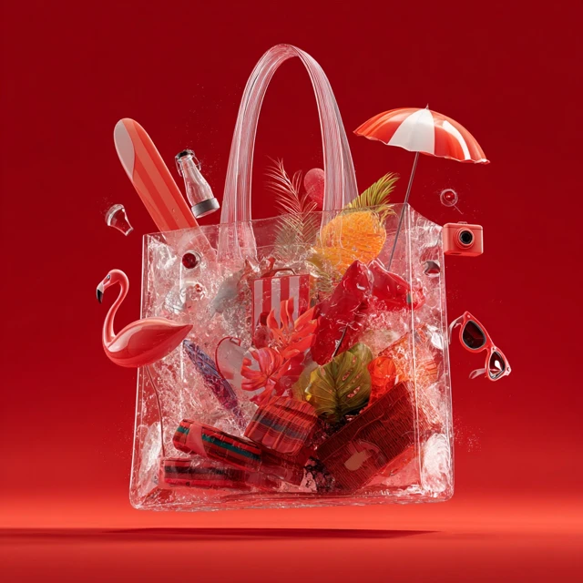 Summer Fun Shopping Bag Red Transparency 3D