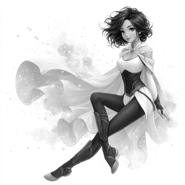 Taiwanese Superheroine in Space Line Art