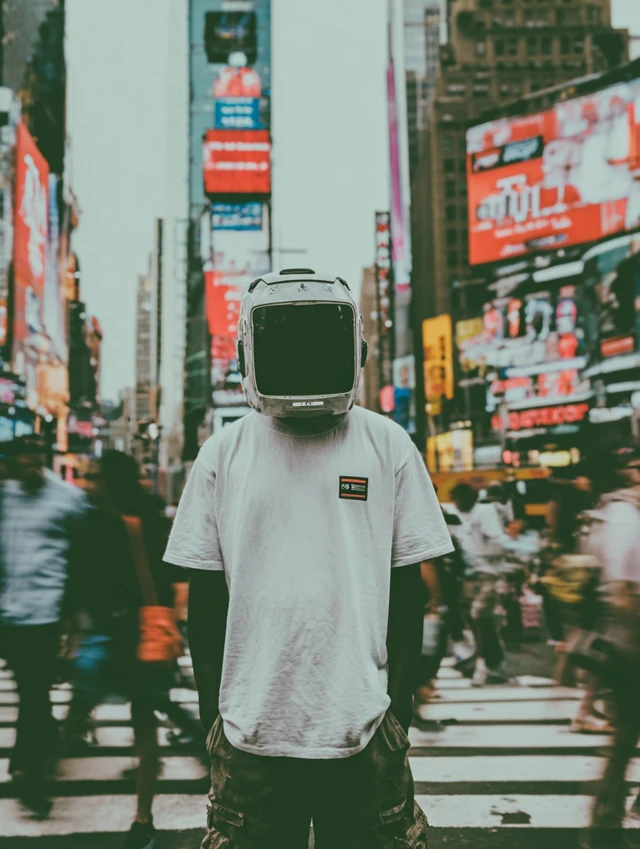 Cyberpunk Style Tshirt Ad In Urban City