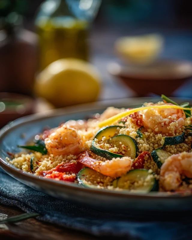 Cous Cous Gamberi e Zucchine A Mediterranean Seafood Dish