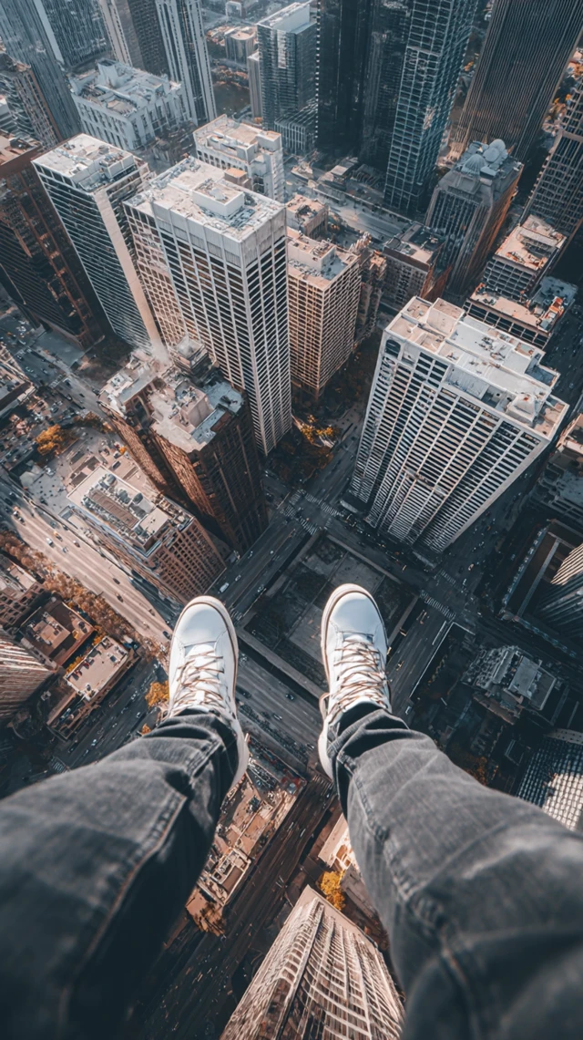 Urban Explorer Above Skyscrapers Birds Flying High