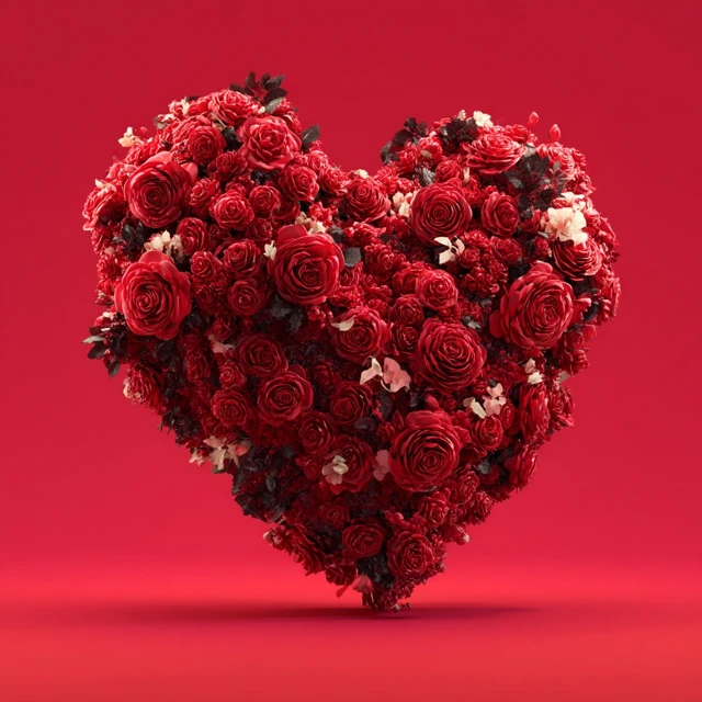 3D Rose Heart Valentines Day