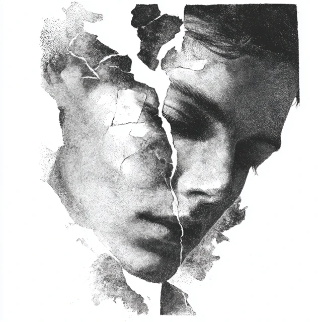 Monochrome Ink Portrait Ego Death Dissociation