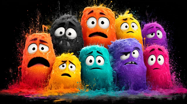 Sad Blob Characters Cartoon Illustration