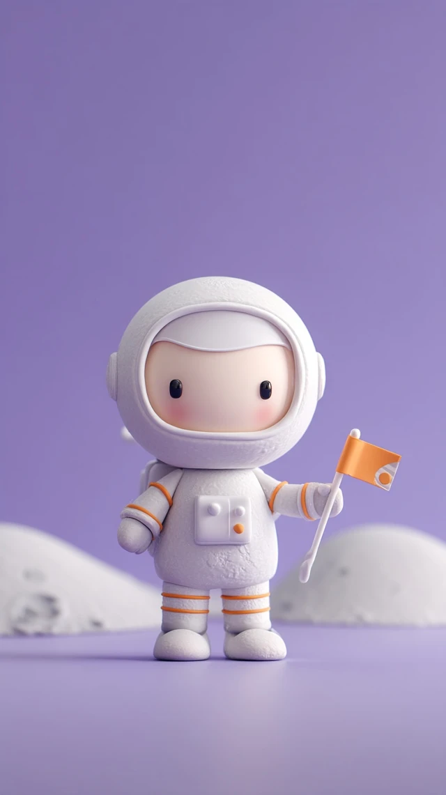 Cute Astronaut on the Moon Cartoon Illustration
