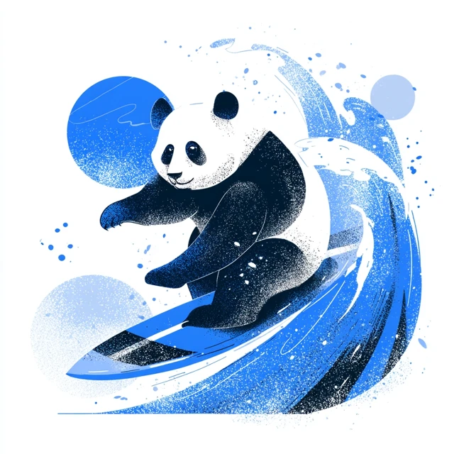 Panda Surfing Childrens Illustration