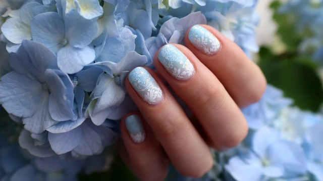 Floral Nail Art with Hydrangeas Delicate and Pretty