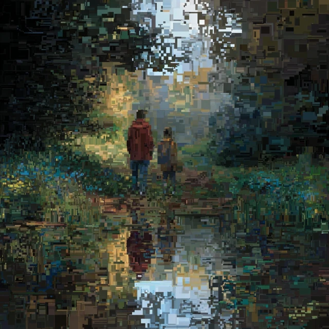 Pixelated Nature Friends Glitching Artwork