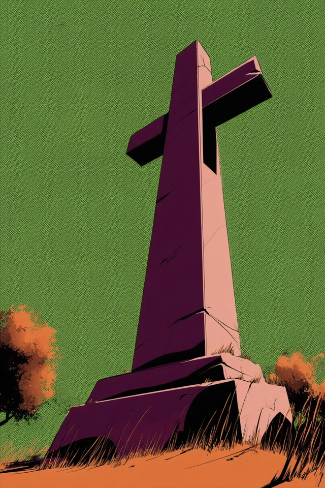 Abstract Gravestone Cross Illustration