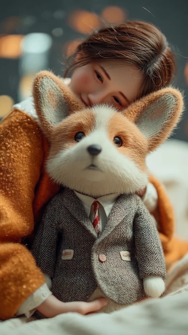 Young Lady Hugging Corgi Dog Adorable Moment